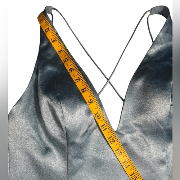 Aidan by Aidan Mattox Womens Blue Satin Evening Sheath Dress Gown size 6 - Picture 14 of 17